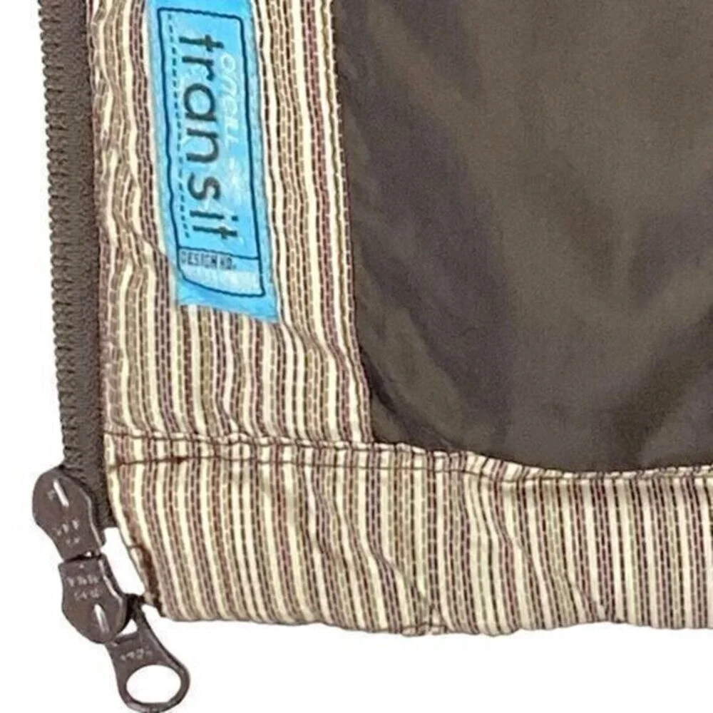 O'Neill Transit Quilted Puffer Vest Women S Tan Brown Striped Goose Down Outdoor